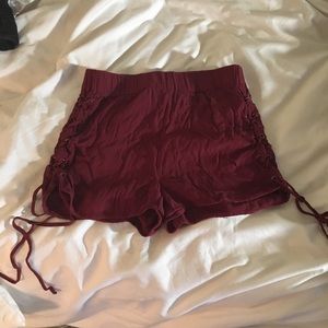 Red laced sides shorts